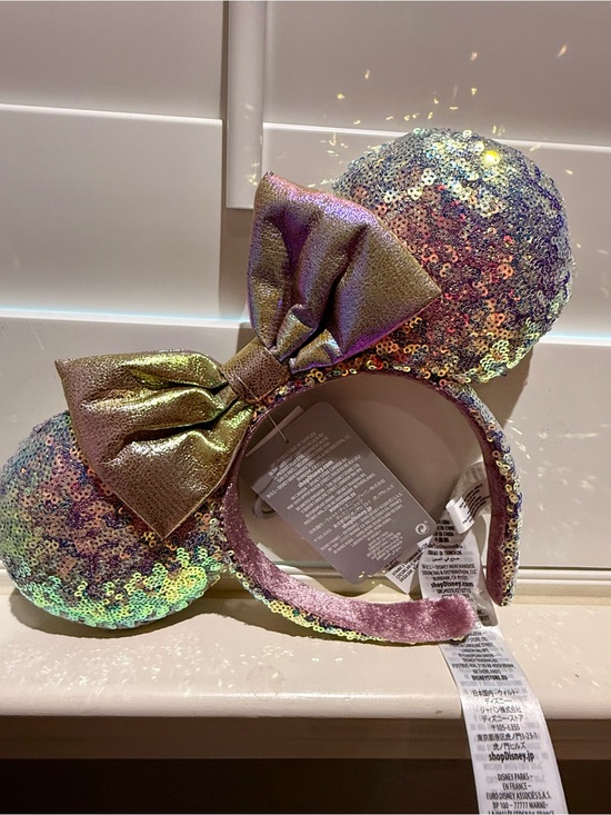 Disney Parks 50th Anniversary Iridescent Sequin Minnie Ears w/Shimmer Bow